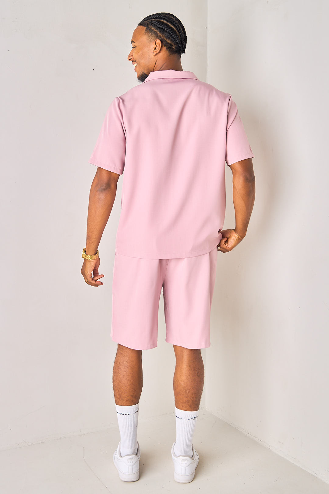 Ensemble 2 pièces chemise + short rose