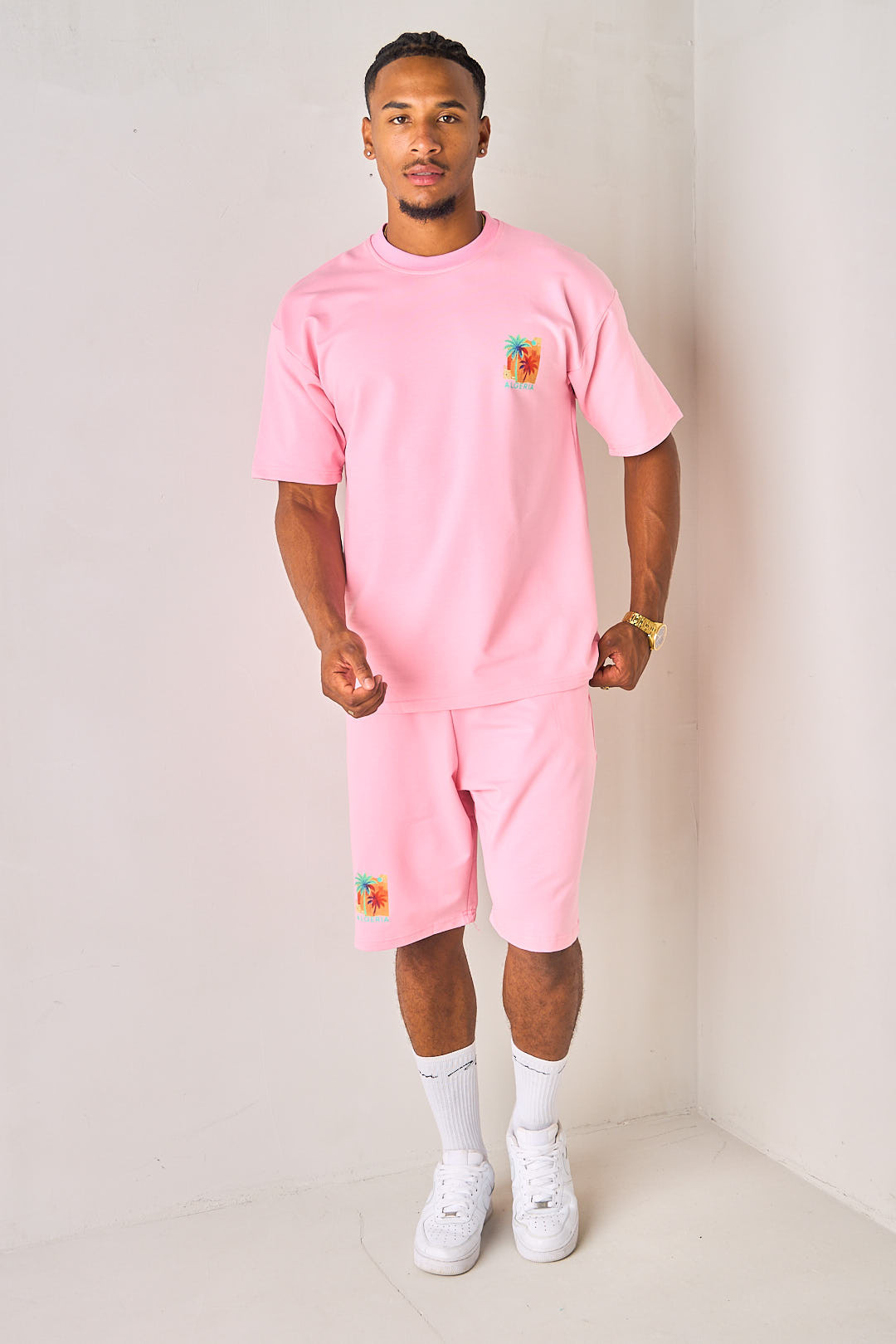 Ensemble 2 pièces rose tee-shirt + short "Algeria"