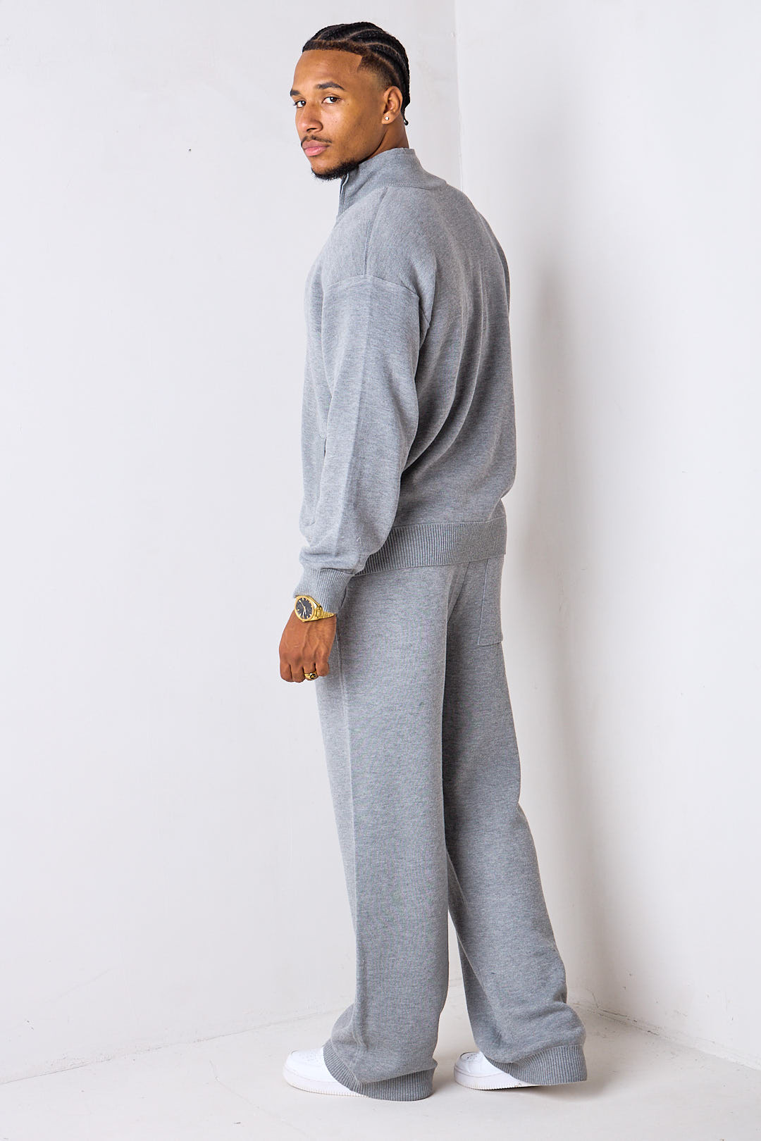 Ensemble 2 pièces gris gilet + jogging coupe droite