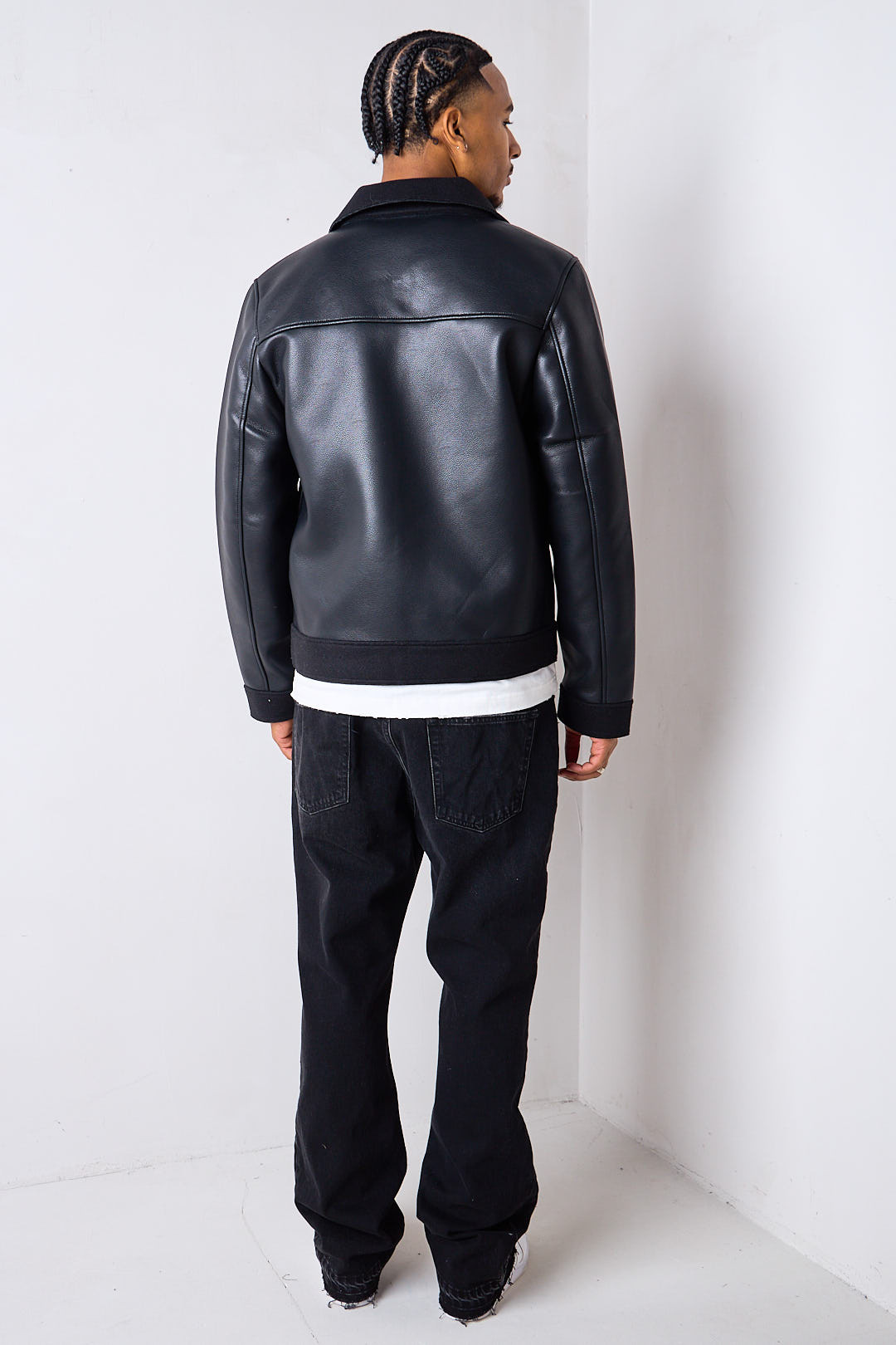 Veste en cuir noire doublée polaire