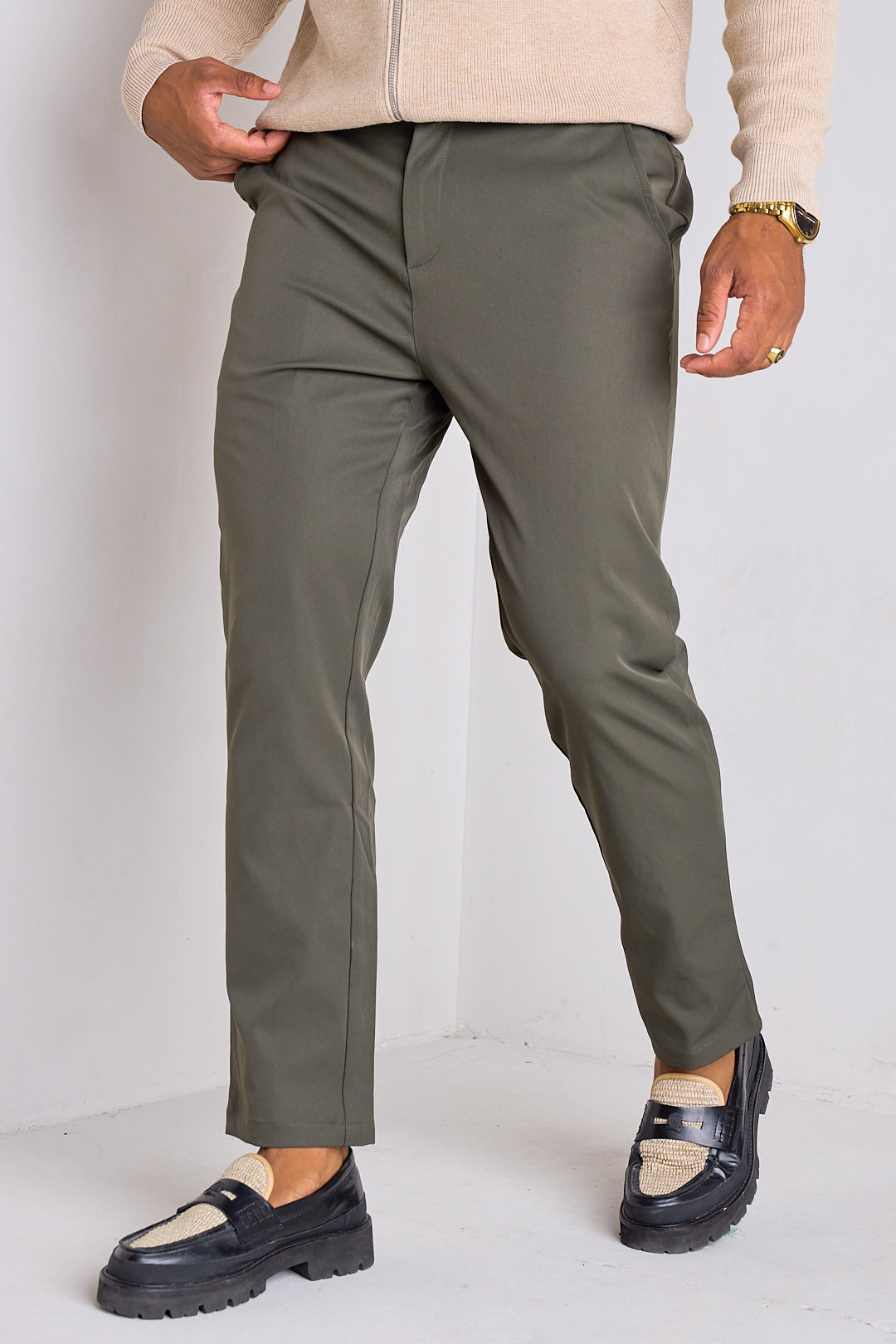 Pantalon à pinces kaki