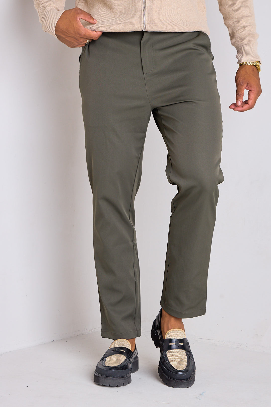 Pantalon à pinces kaki