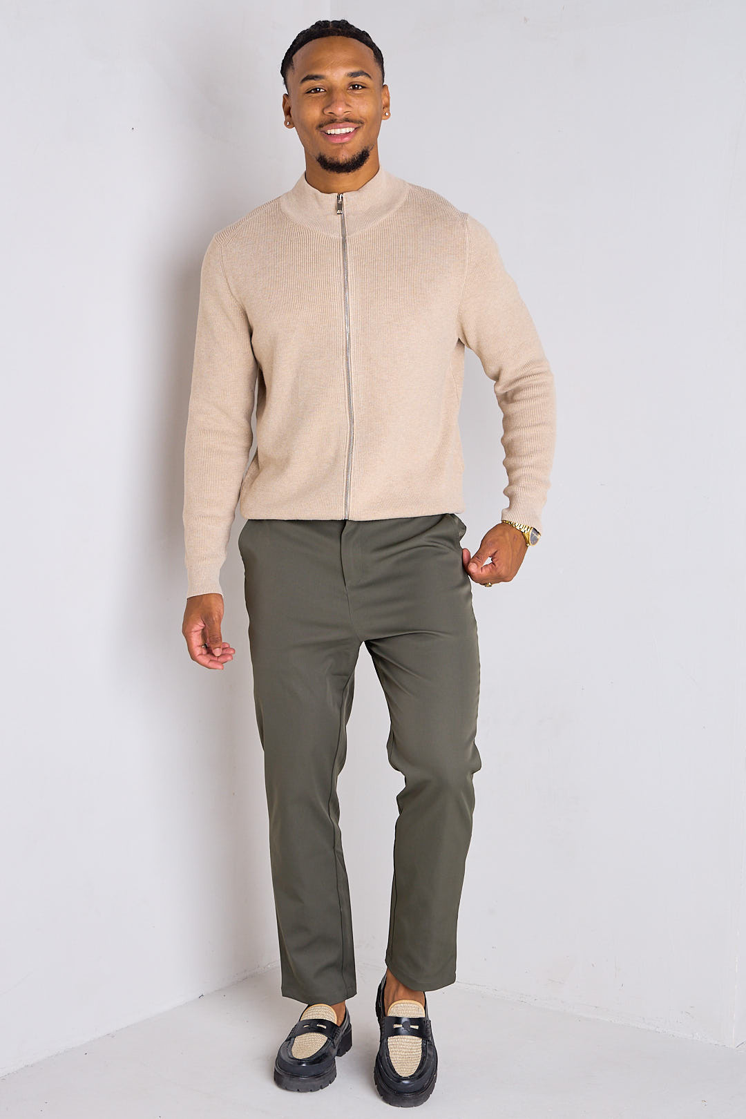 Pantalon à pinces kaki
