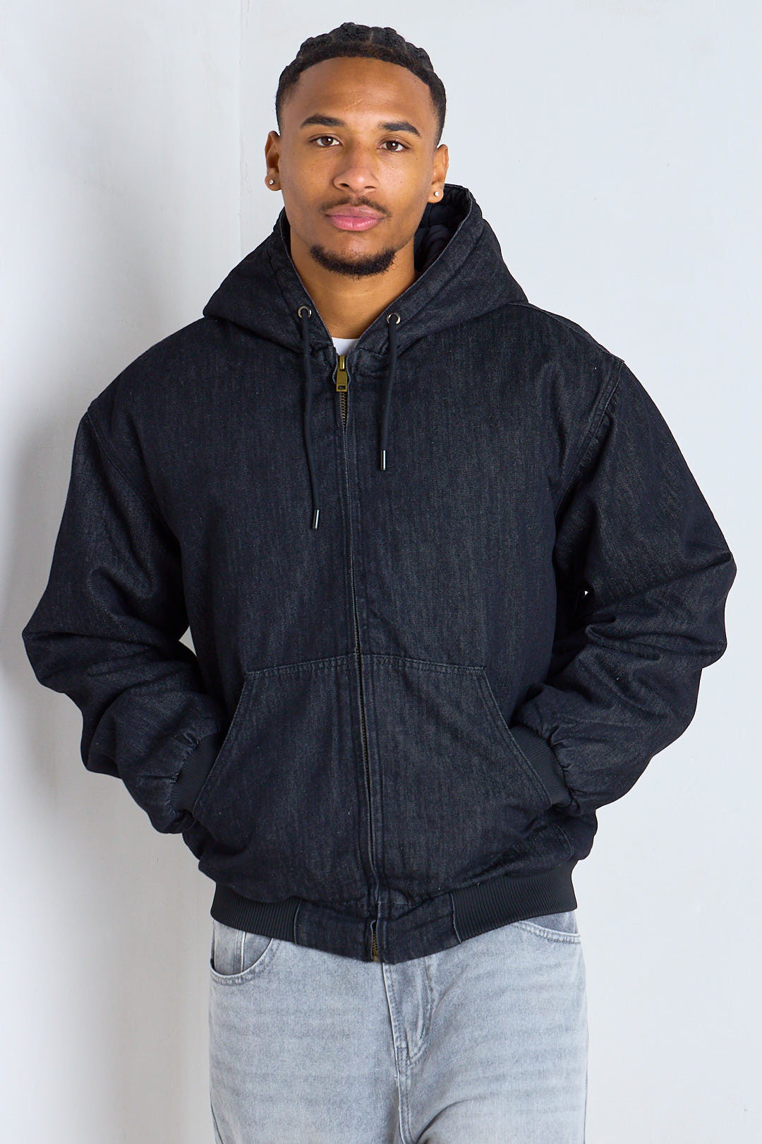 Manteau court en jean noir