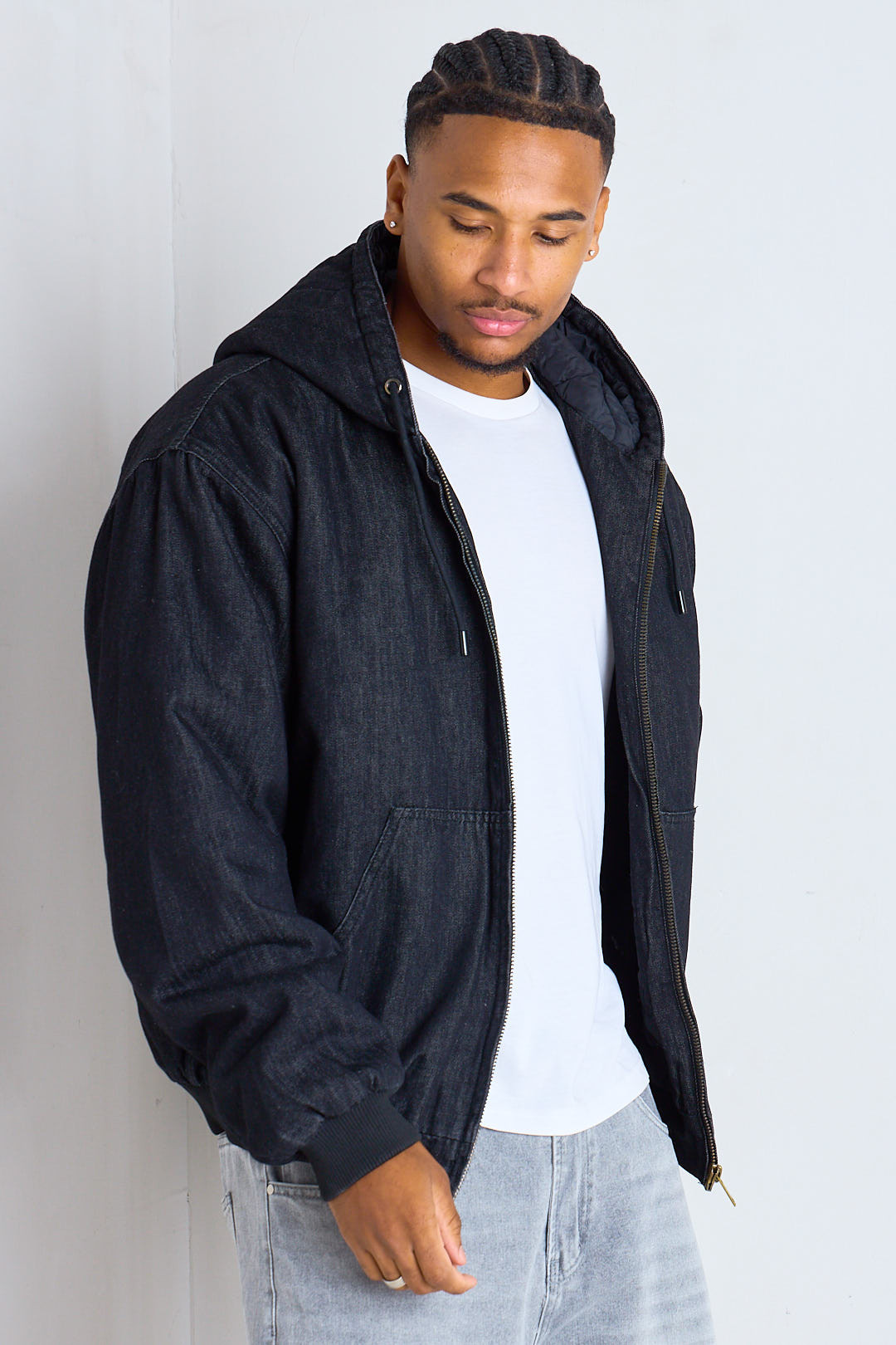Manteau court en jean noir