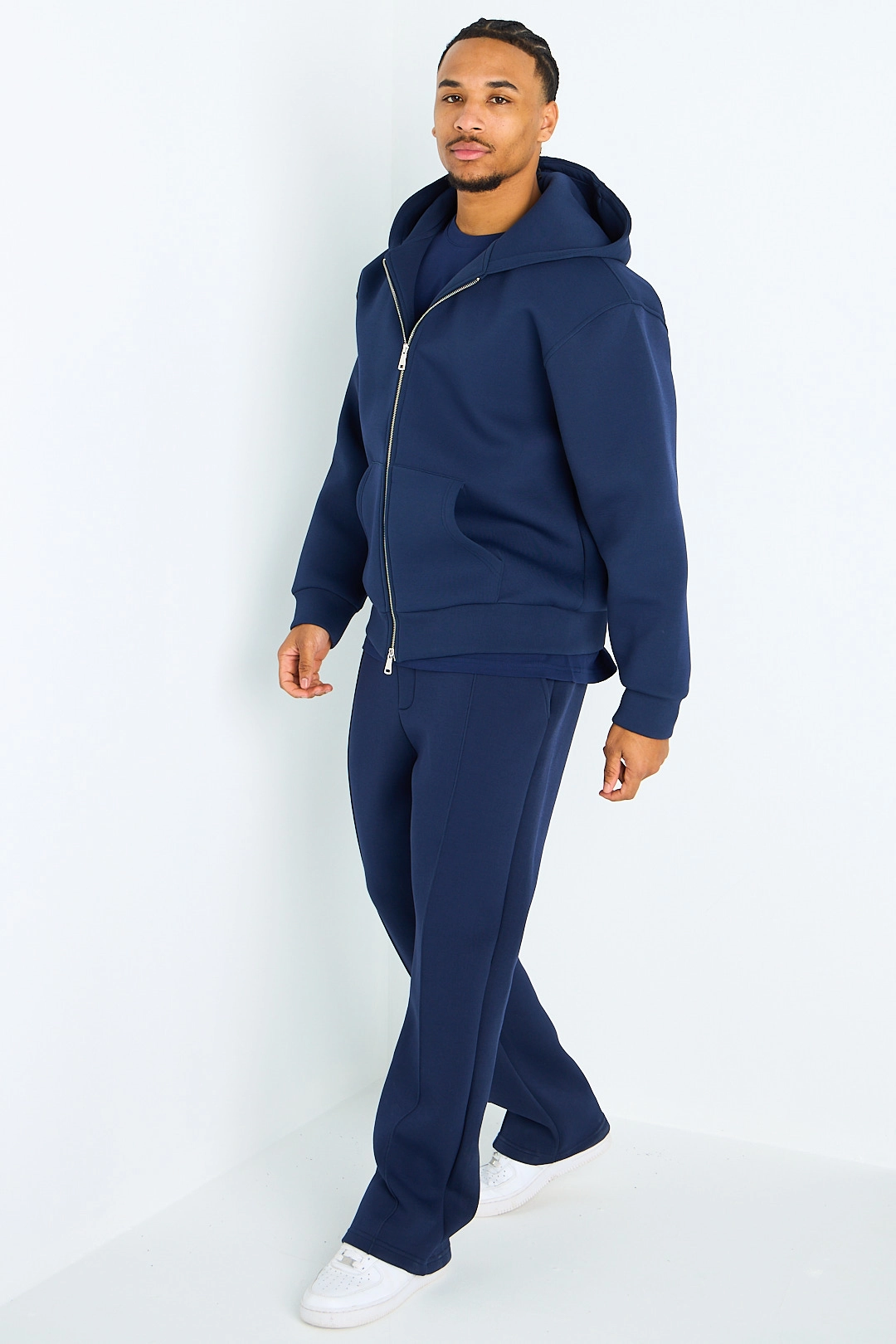 Ensemble 2 pièces : sweat zippé + jogging bleu foncé (indigo )