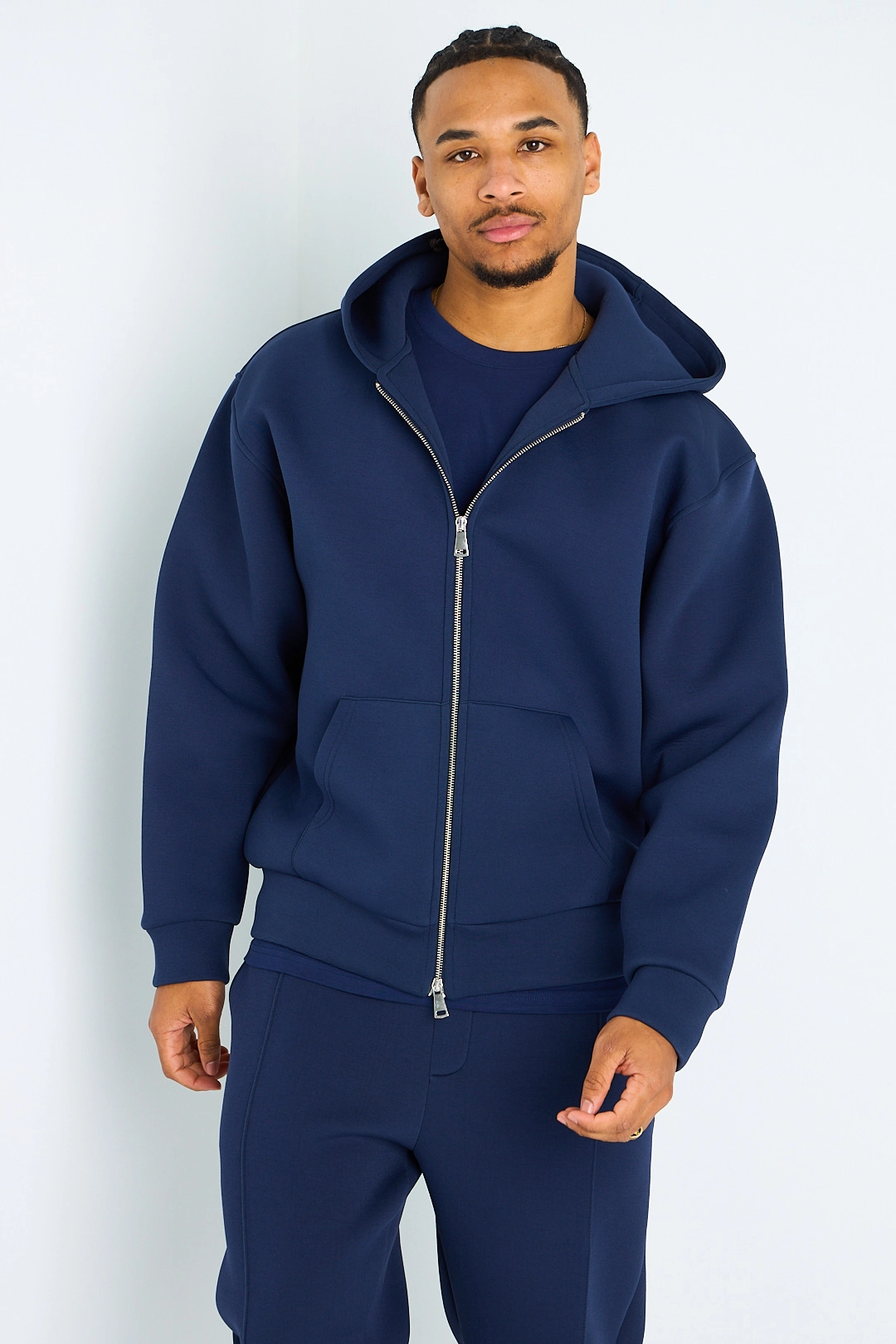 Ensemble 2 pièces : sweat zippé + jogging bleu foncé (indigo )