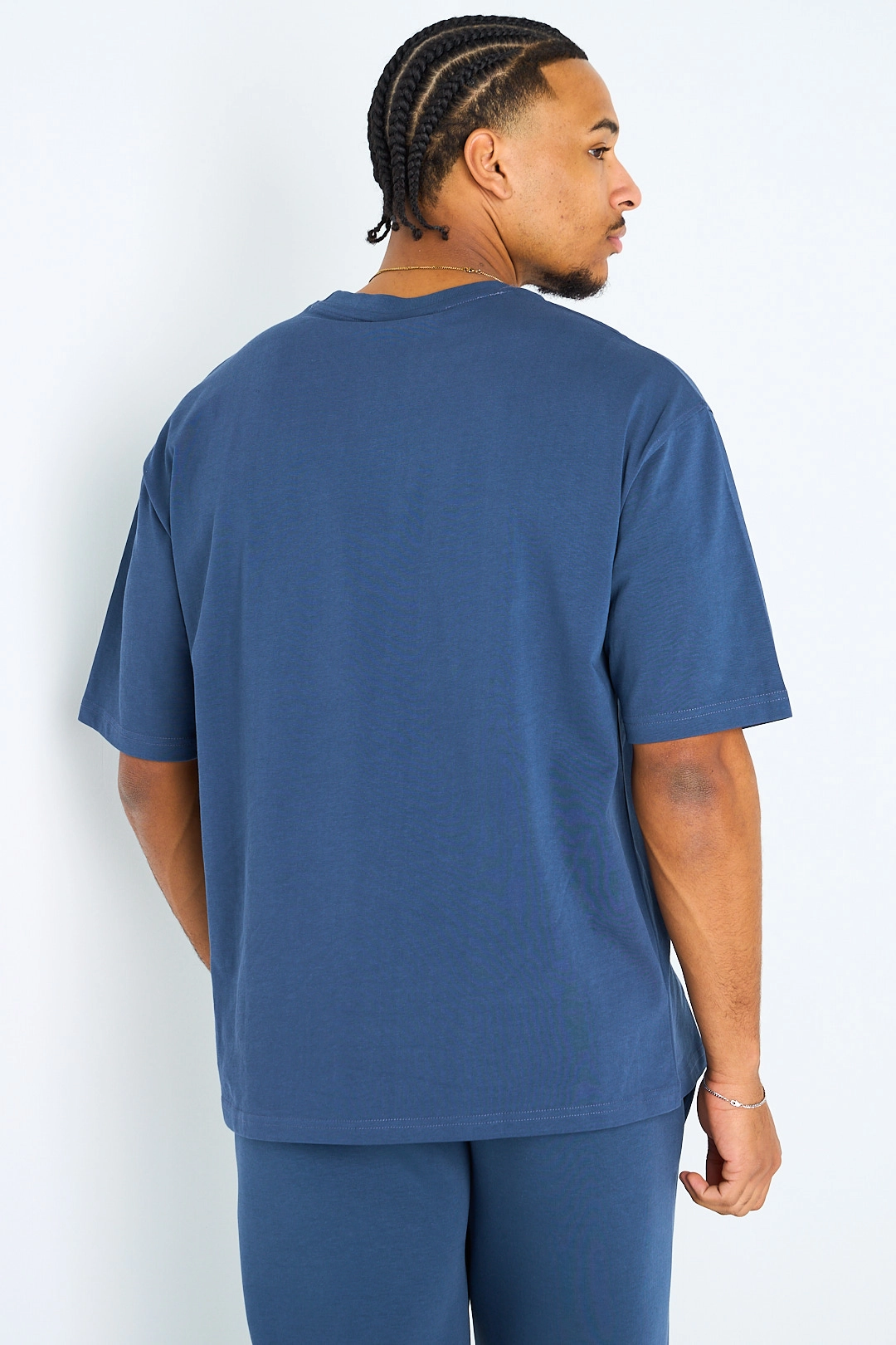 Tee-shirt bleu à col rond