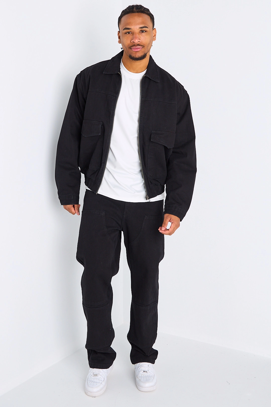 Ensemble 2 pièces : veste en jean + jean noir