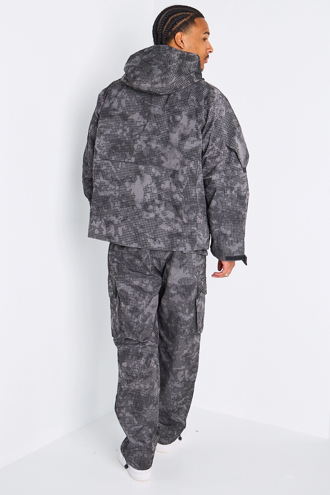 Ensemble 2 pièces veste + pantalon effet quadrillage gris