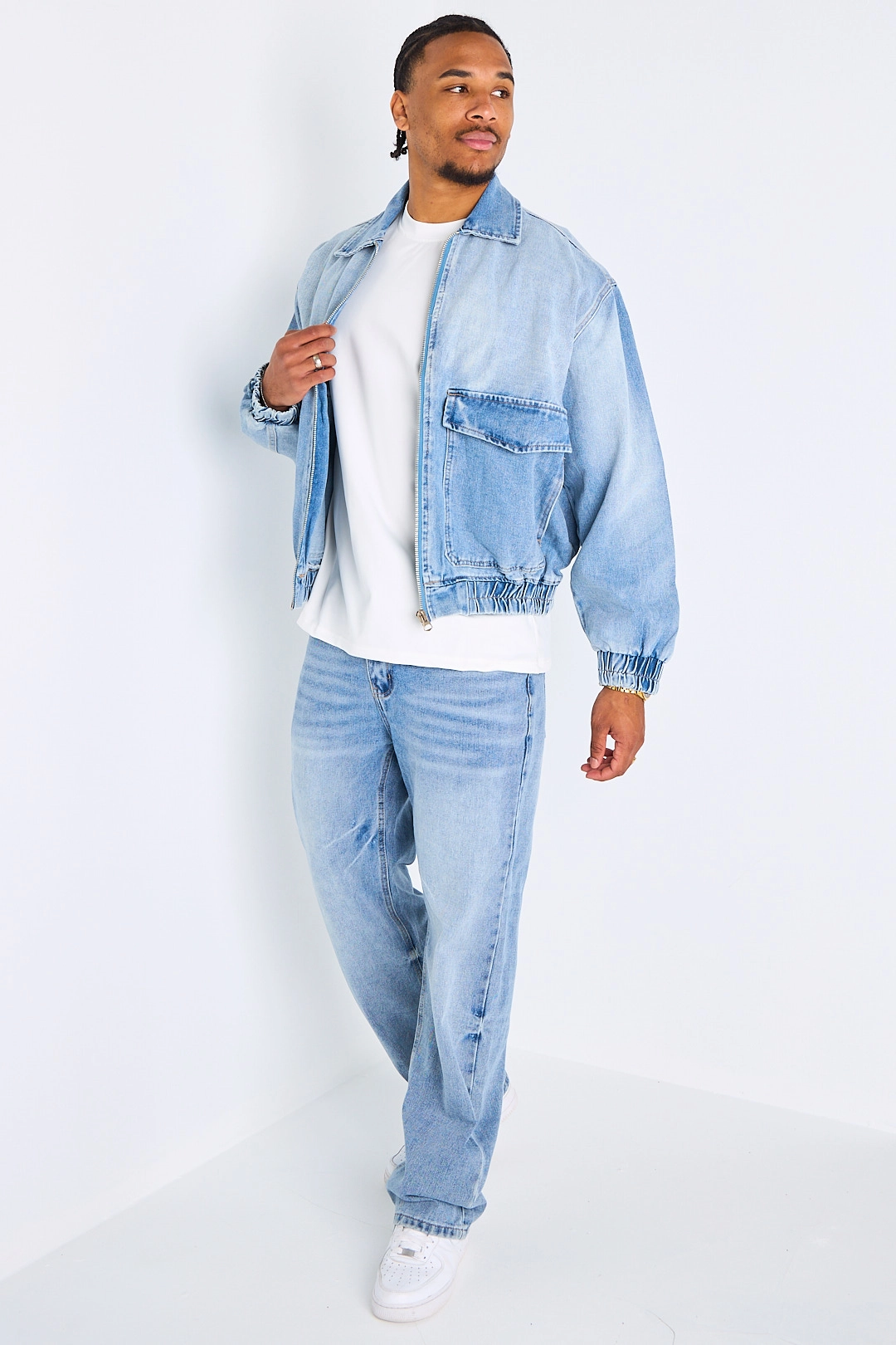 Ensemble 2 pièces veste + jean bleu clair
