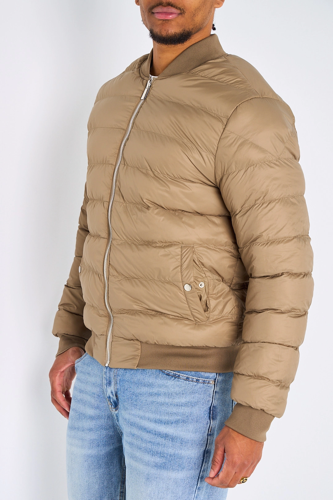 Veste style bomber réversible taupe intérieur taupe