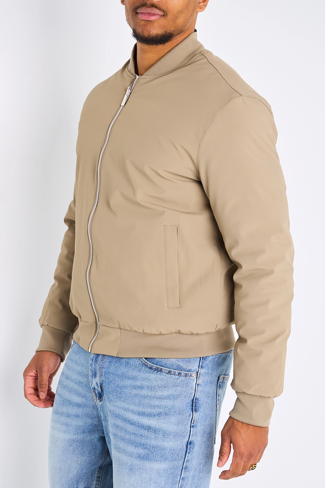 Veste style bomber réversible taupe intérieur taupe