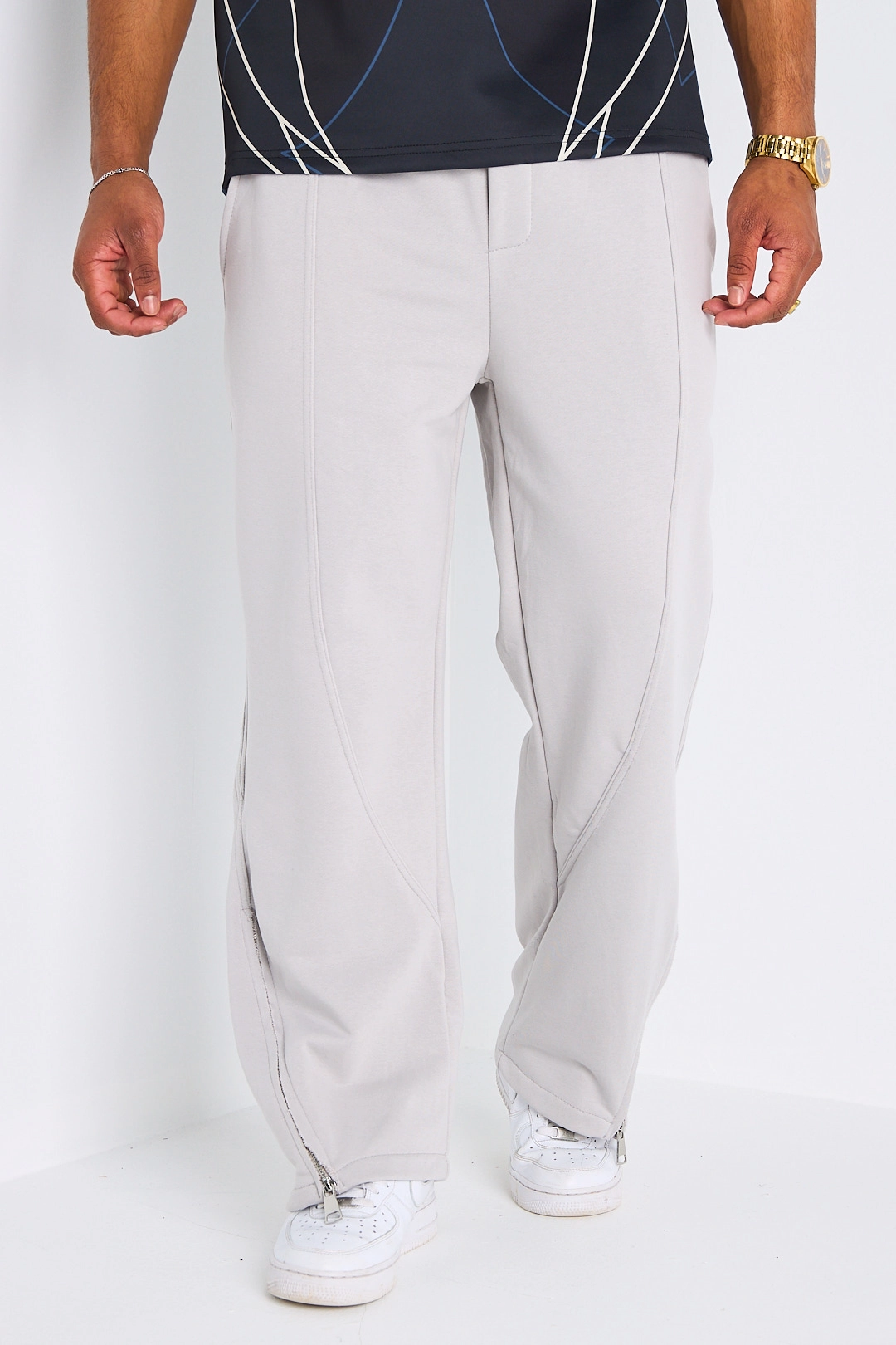 Jogging coupe droite gris
