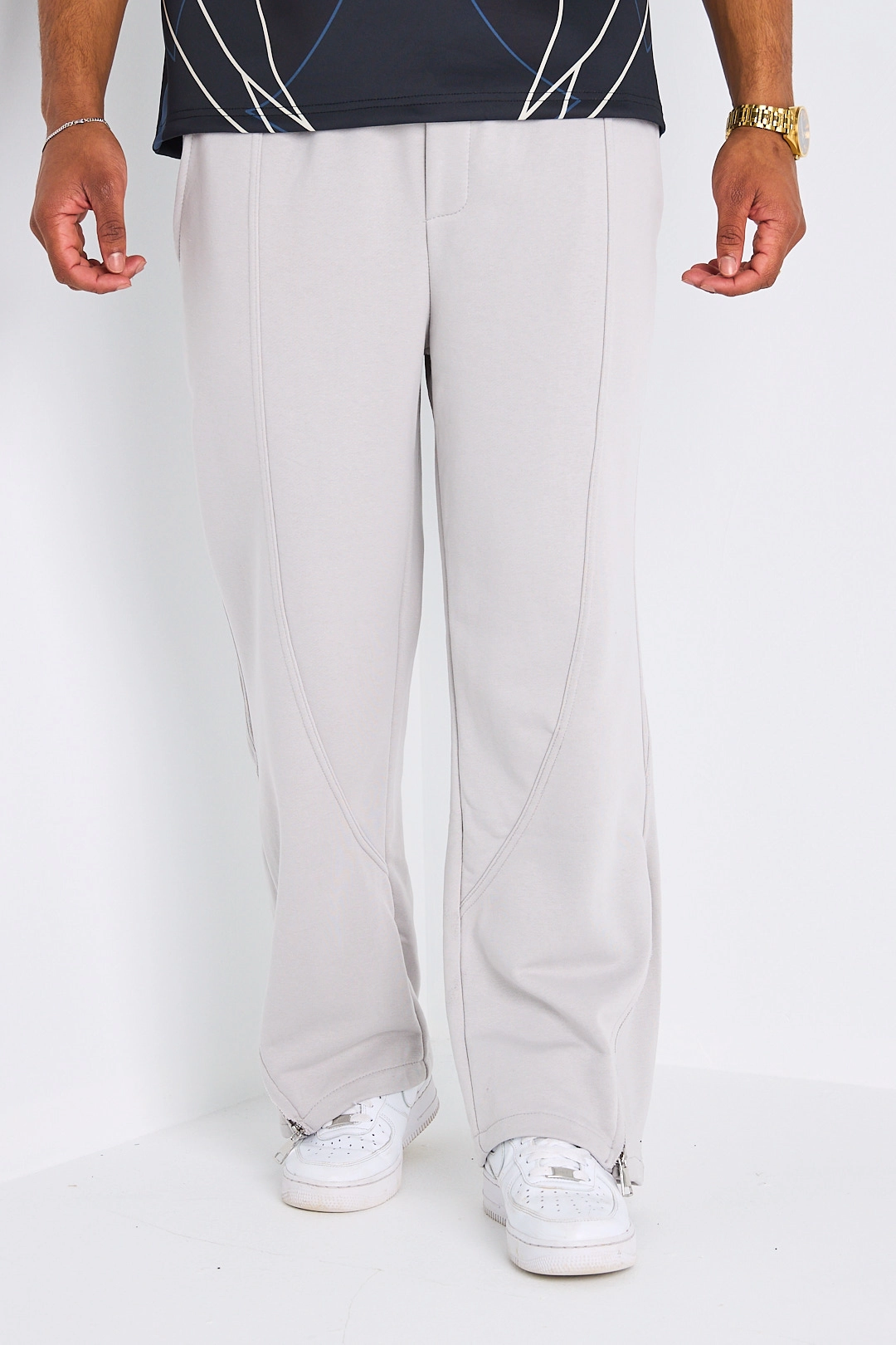 Jogging coupe droite gris