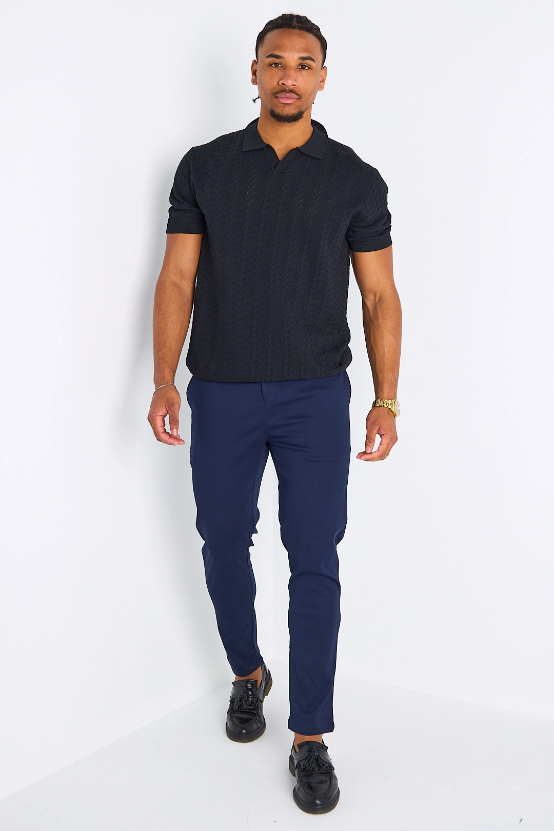 Pantalon bleu marine à coupe droite