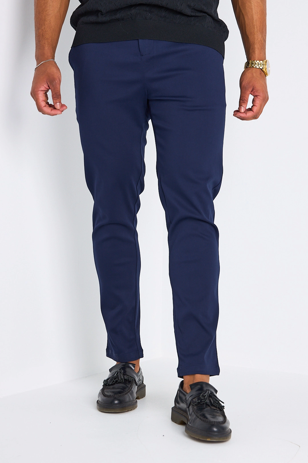 Pantalon bleu marine à coupe droite