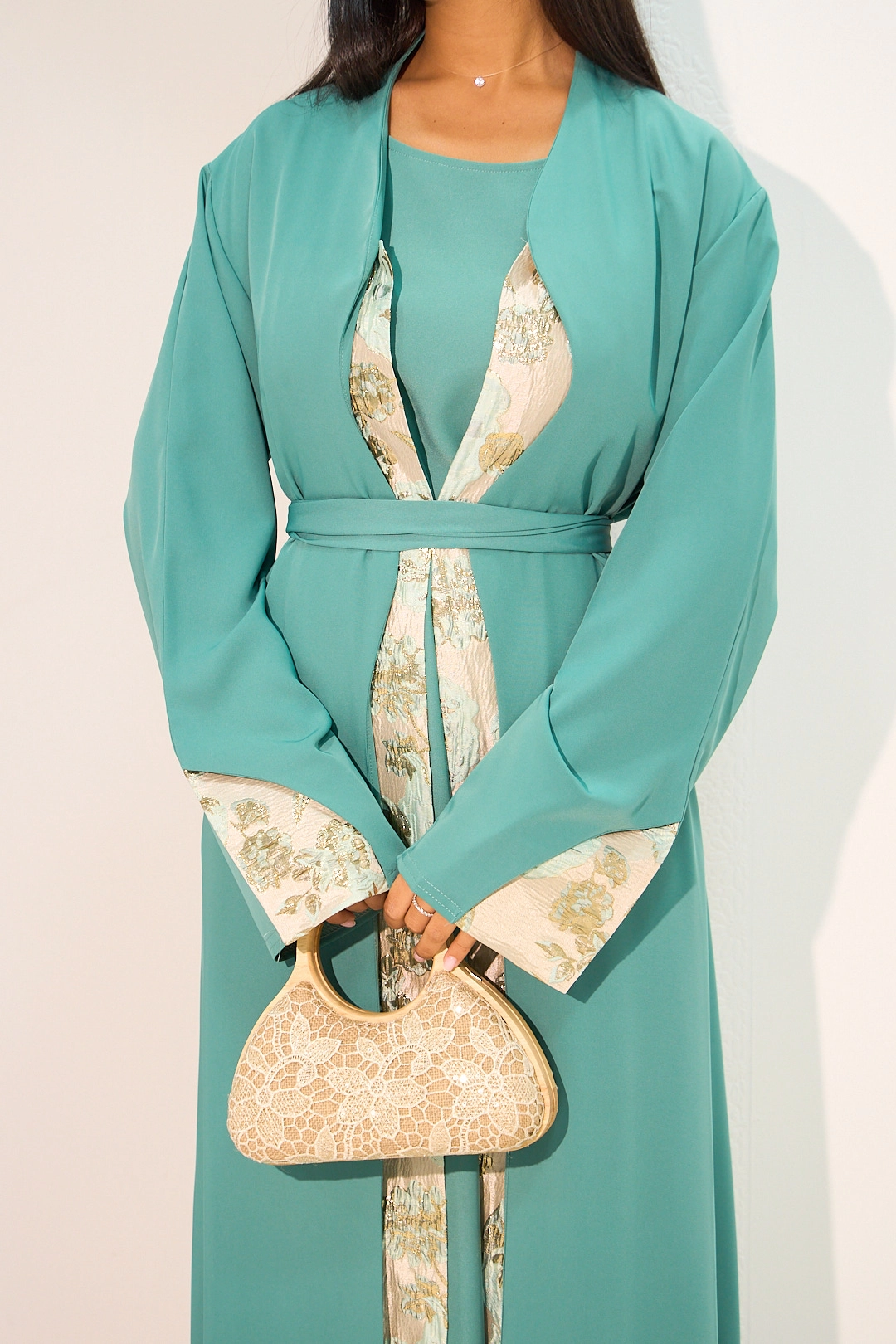 Ensemble deux pièces robe + kimono vert