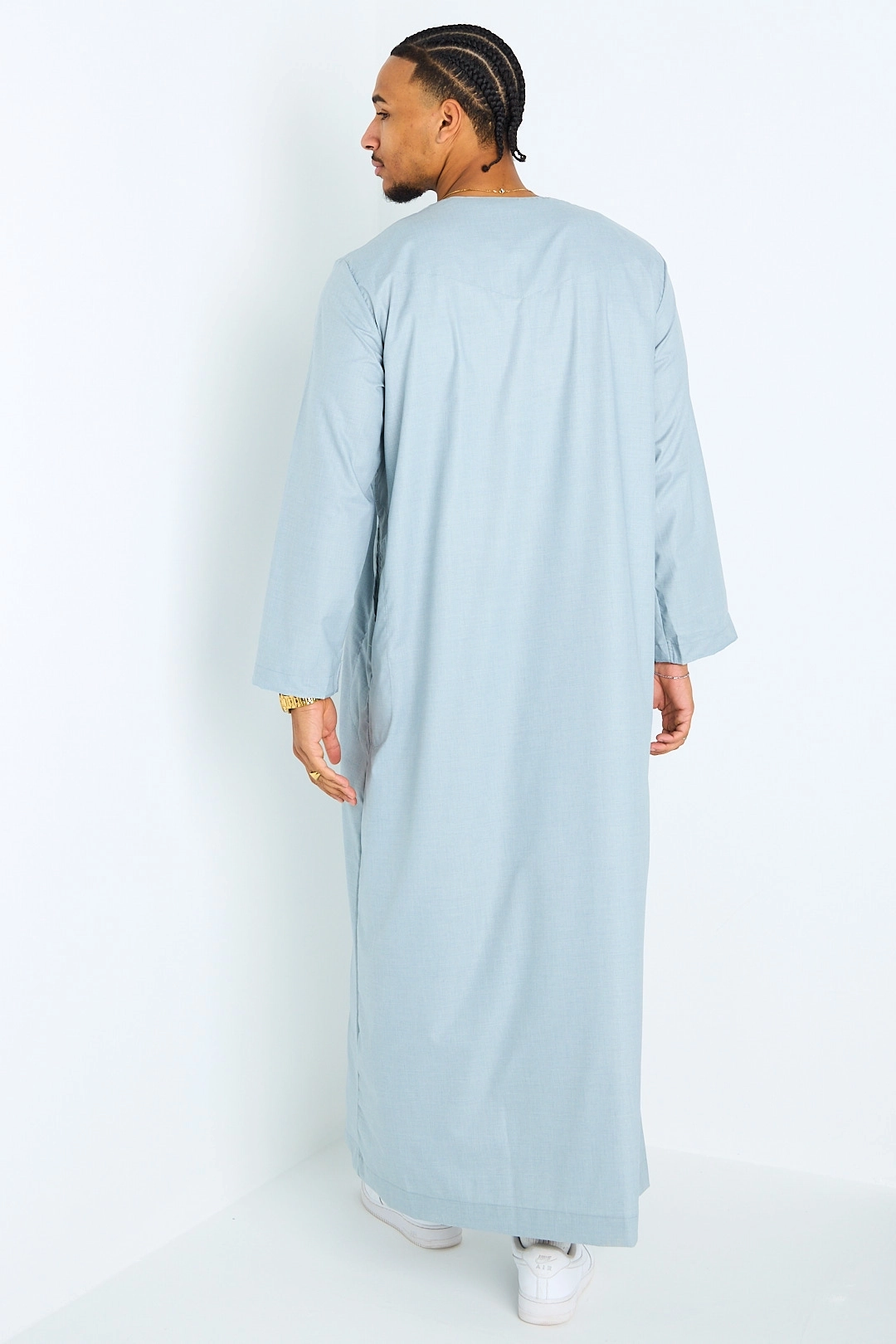 Qamis bleu clair à pompons