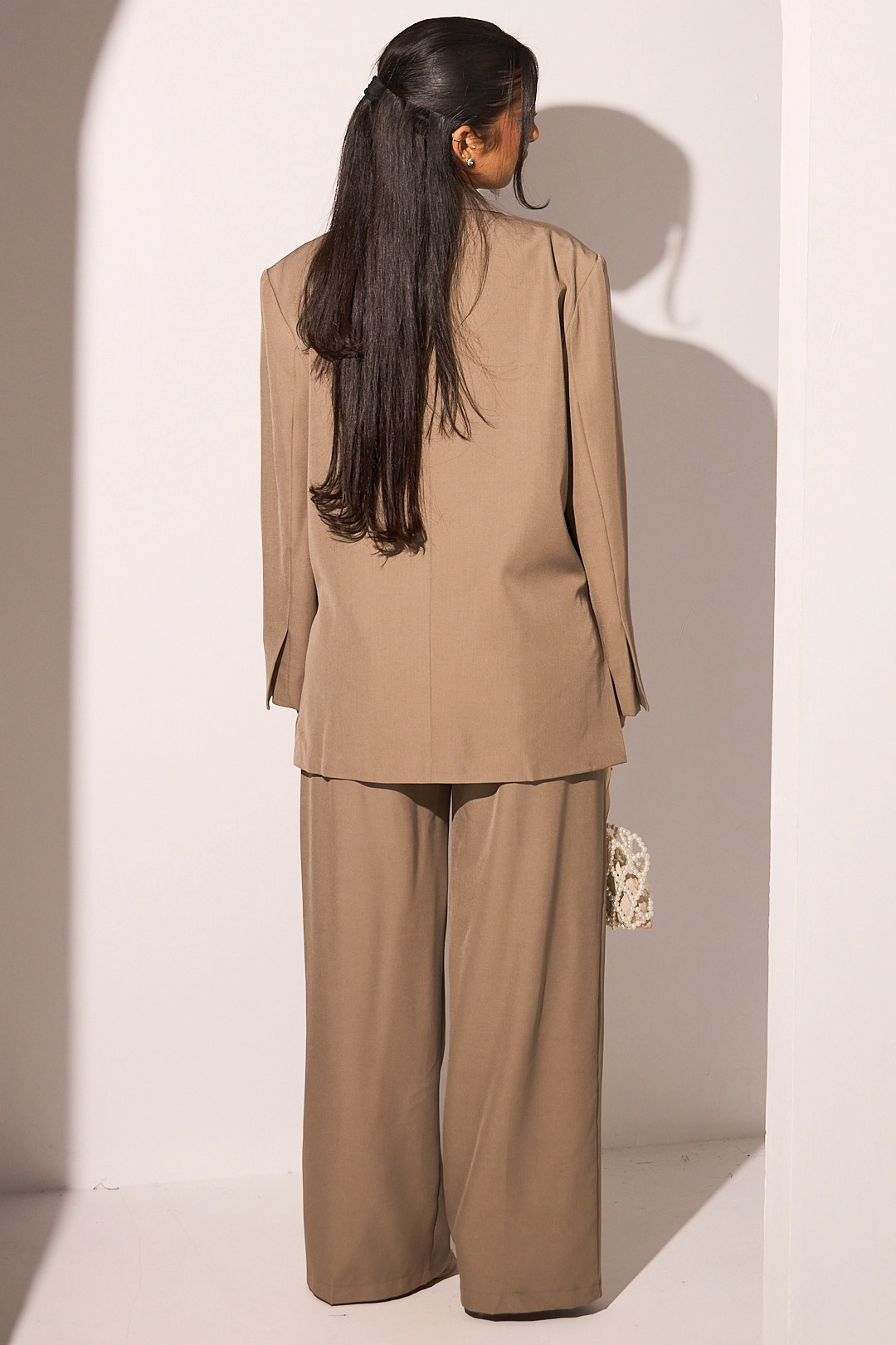 Ensemble deux pièces taupe blazer + pantalon
