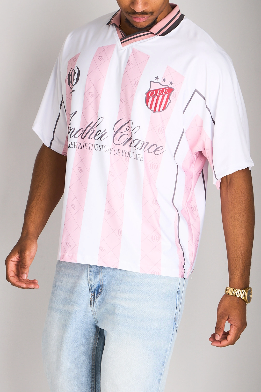 Tee-shirt blanc et rose clair à inscriptions