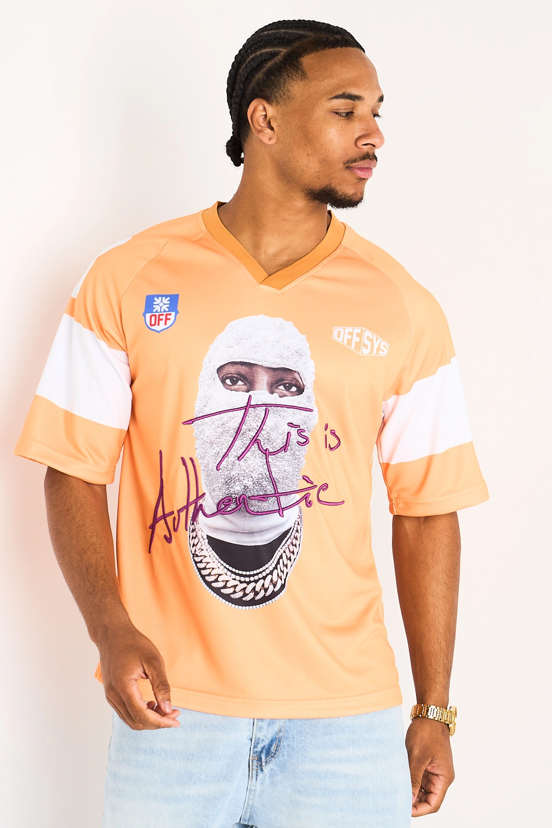 Tee-shirt orange à illustration et broderie