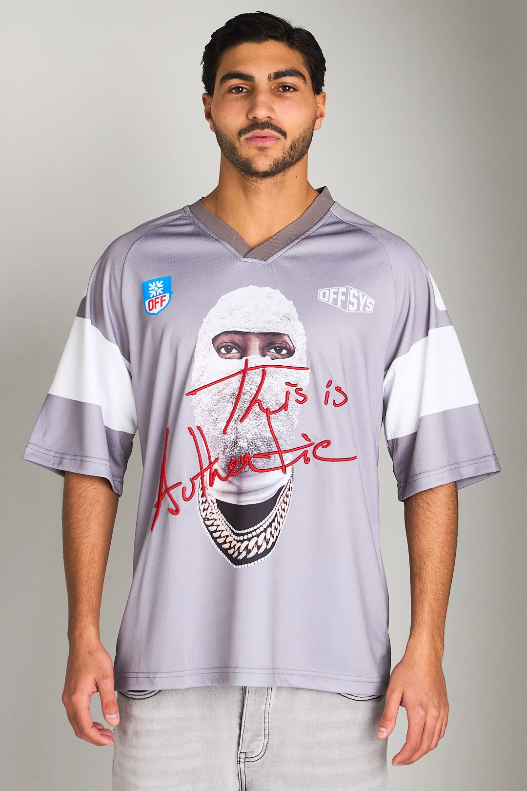 Tee-shirt gris à illustration et broderie