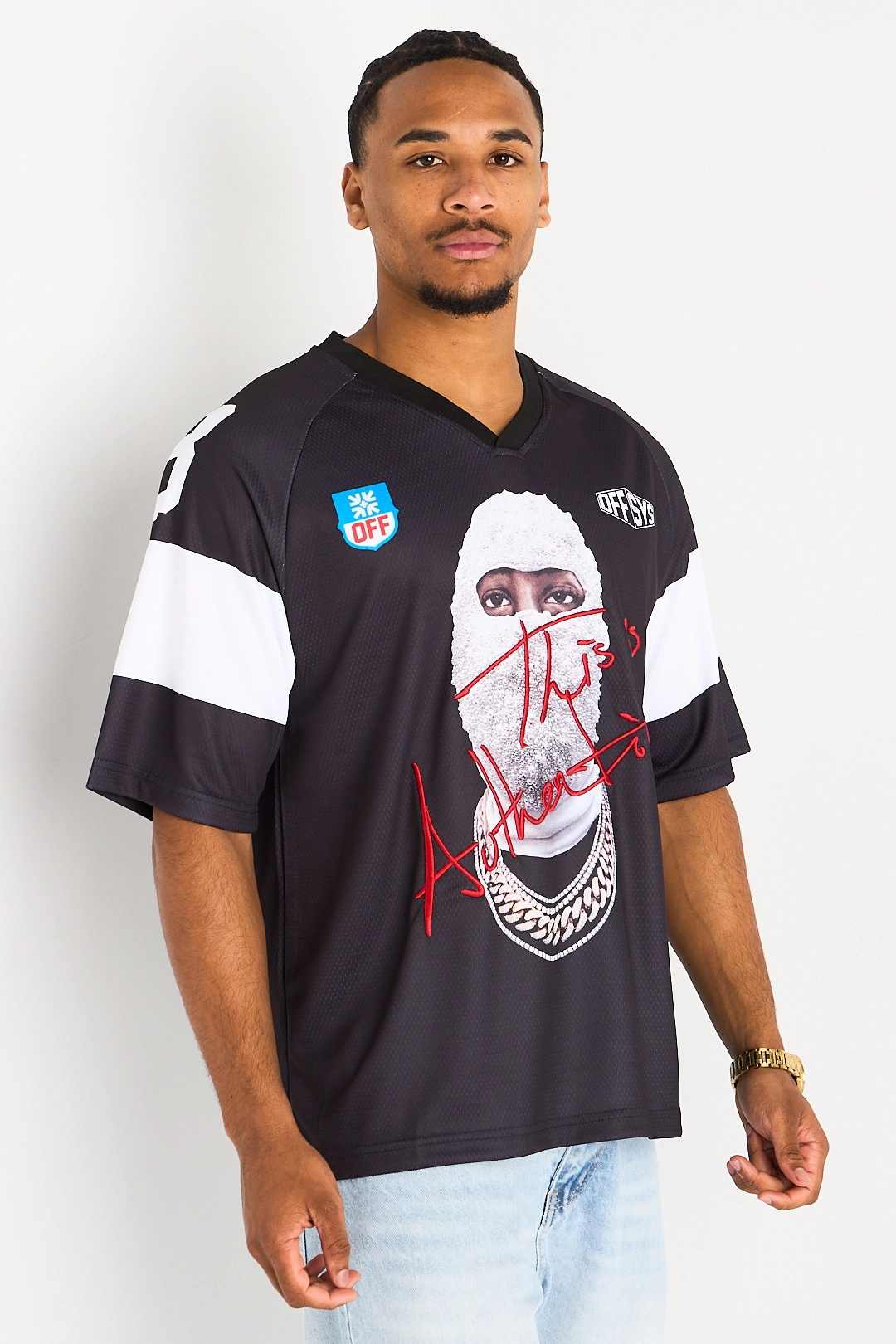 Tee-shirt noir à illustration et broderie