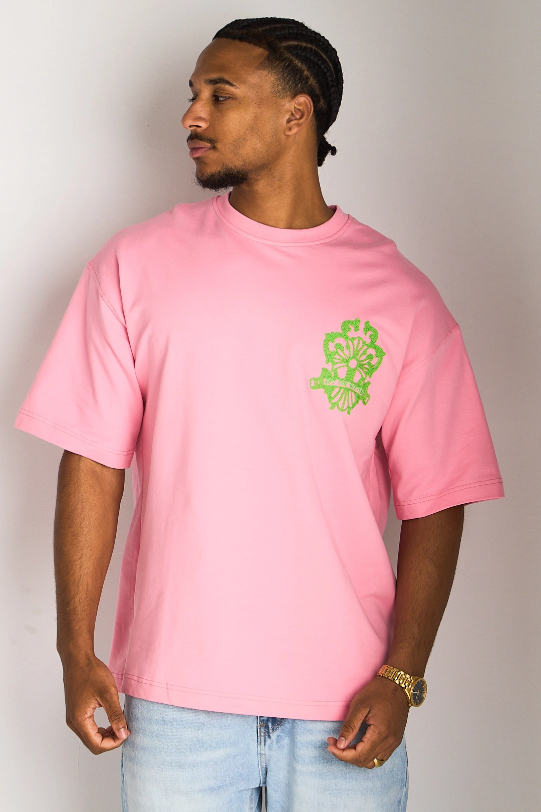 Tee-shirt rose à broderies