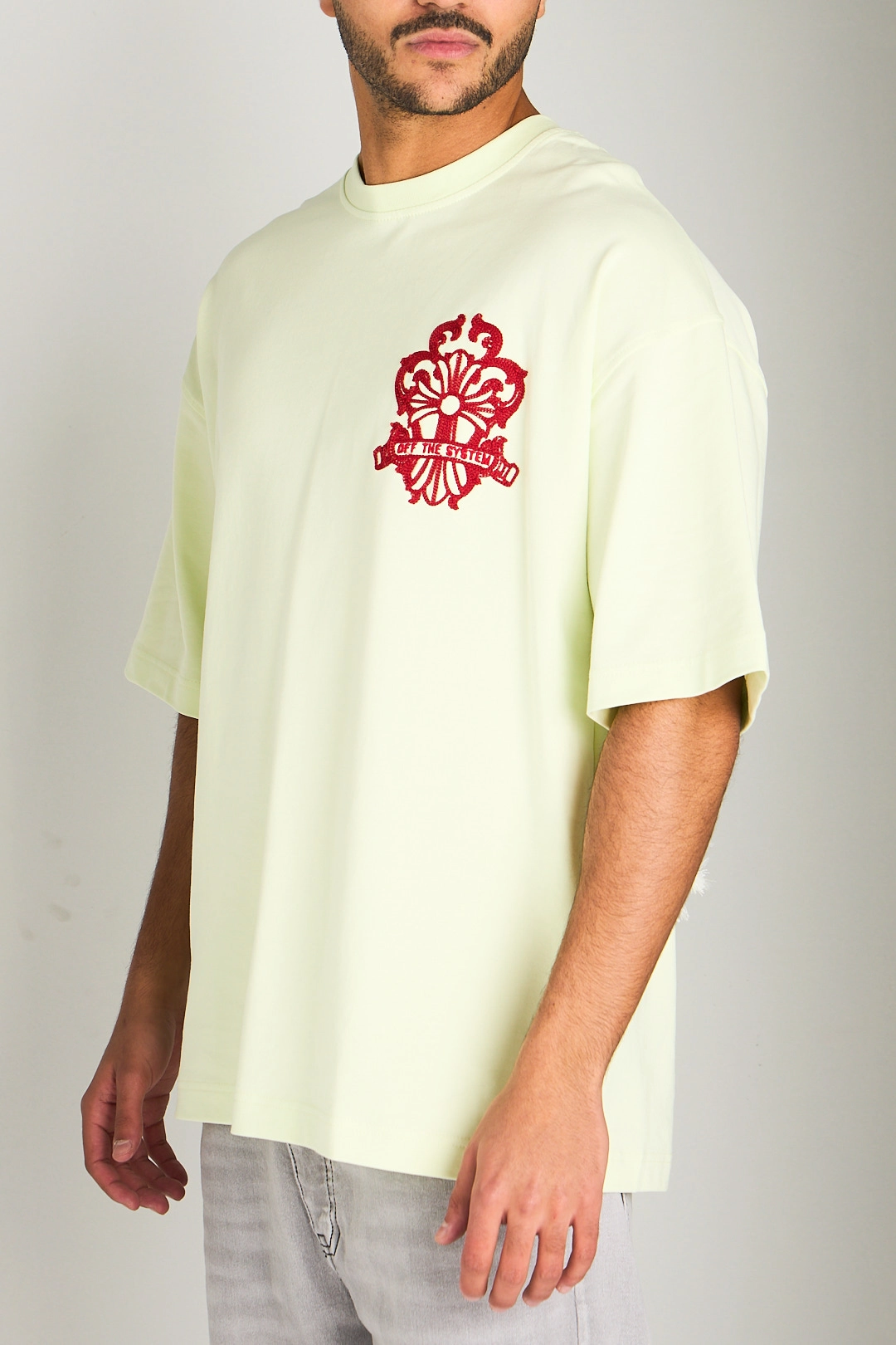 Tee-shirt vert citron à broderies
