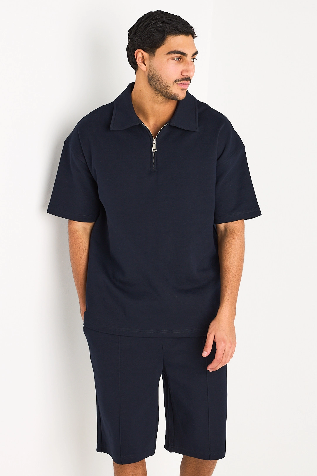 Ensemble bleu marine haut col rabat + short