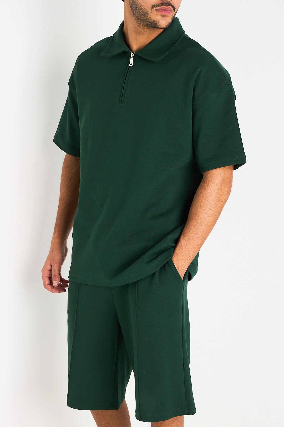 Ensemble vert haut col rabat + short