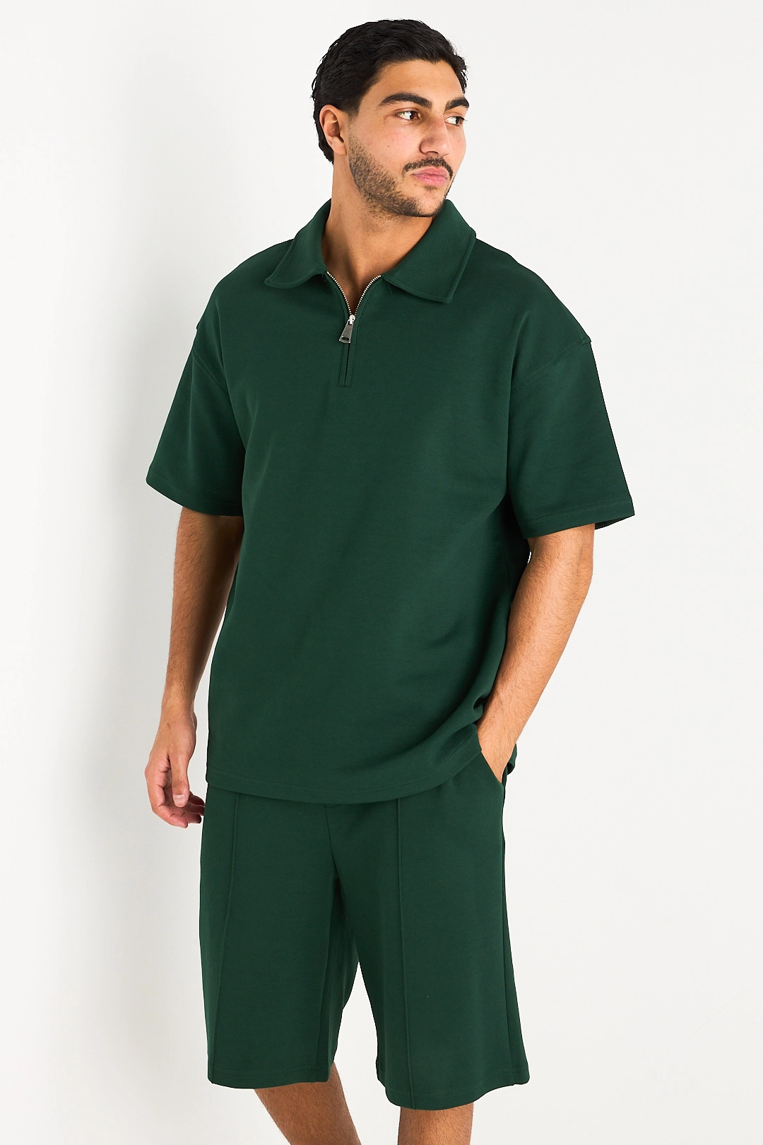 Ensemble vert haut col rabat + short