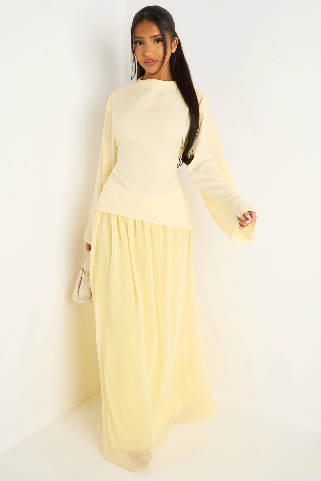 Ensemble deux pièces jaune haut cintré + jupe