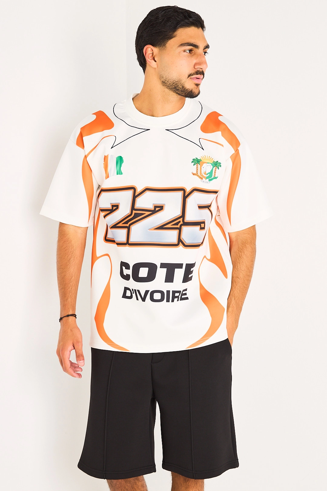 Tee-shirt blanc à inscription '' Cote d'Ivoire ''