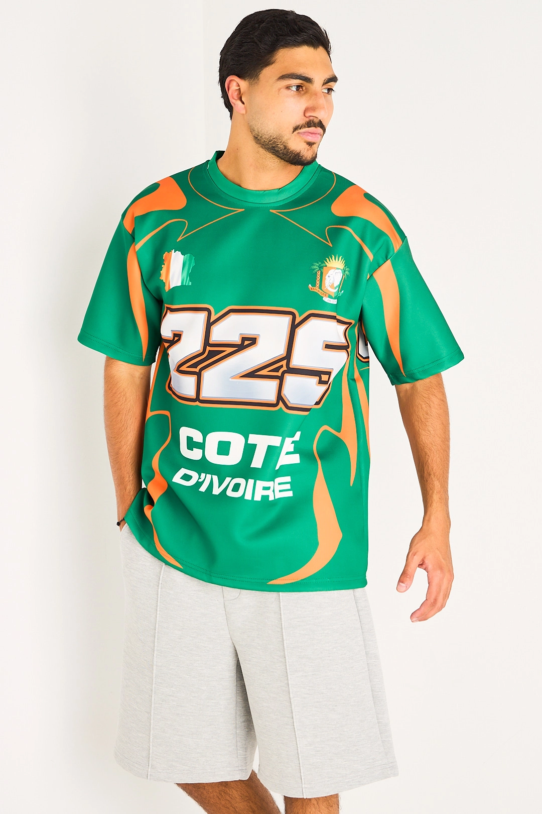Tee-shirt vert à inscription '' Cote d'Ivoire ''