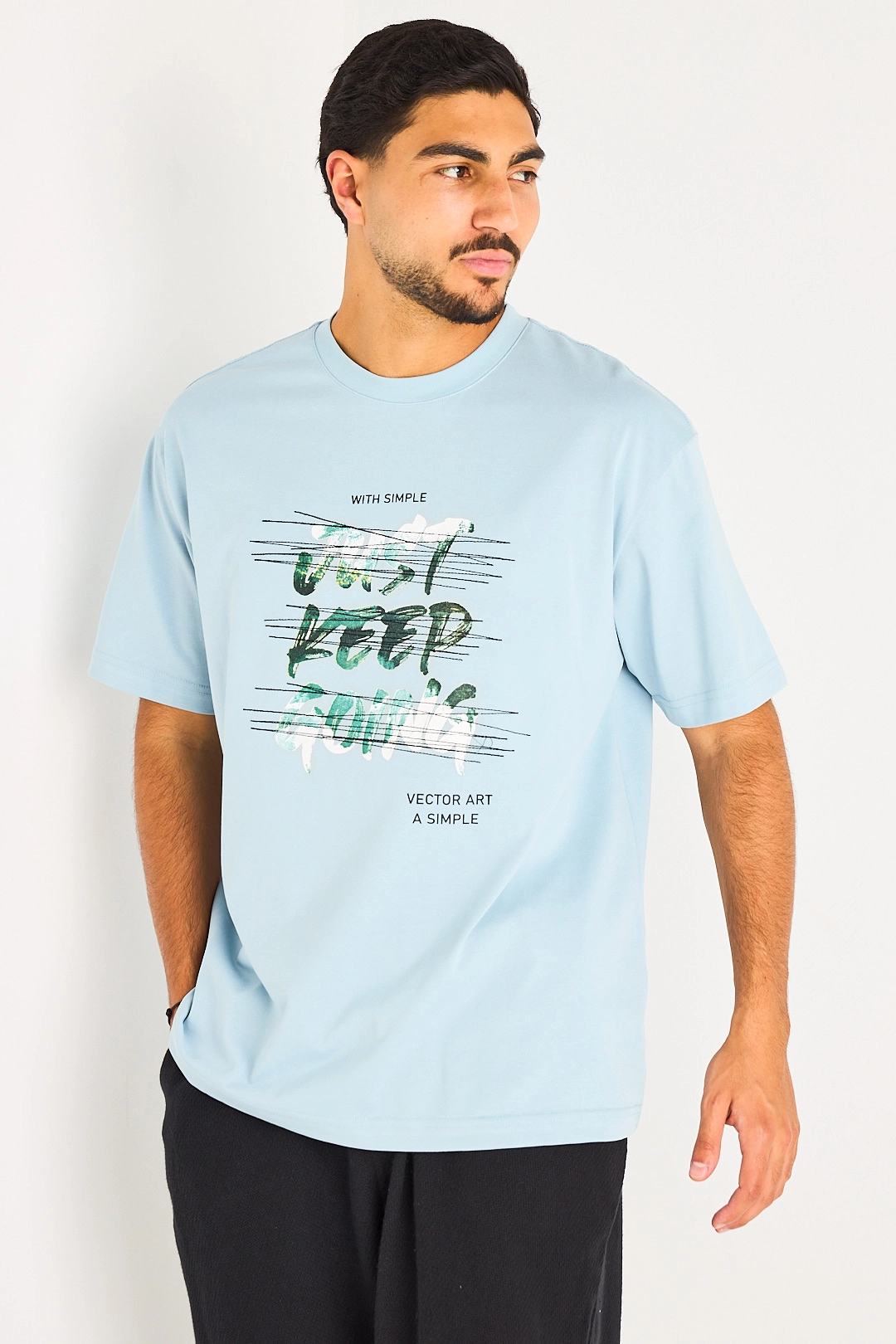 Tee-shirt bleu clair à inscription