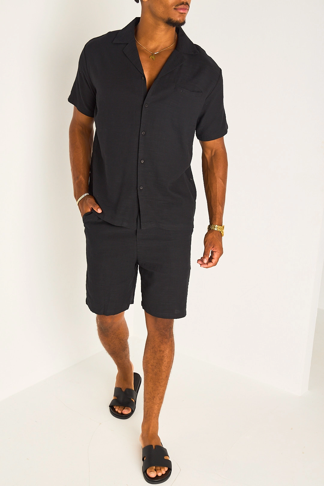 Ensemble deux pièces noir chemise + short