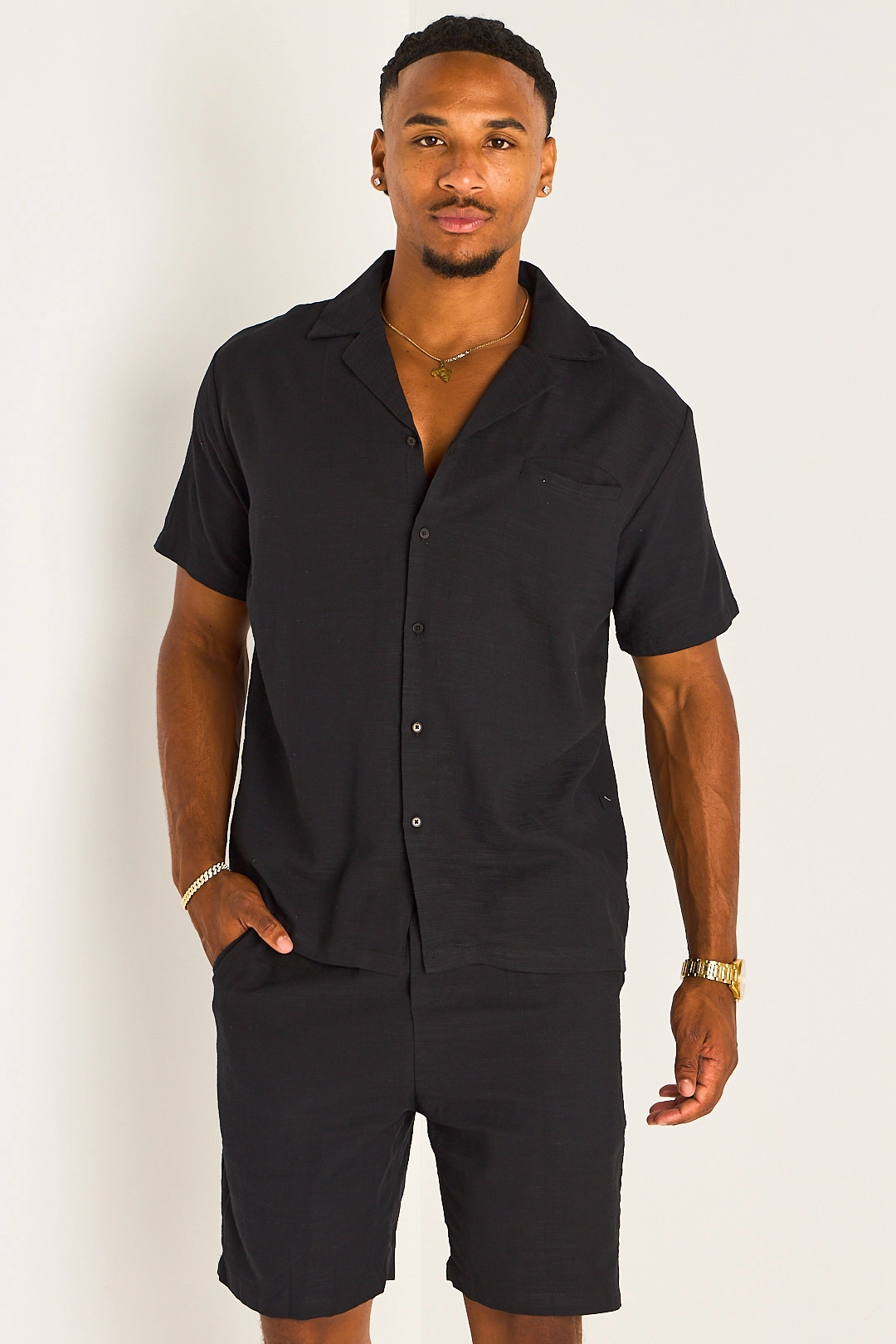 Ensemble deux pièces noir chemise + short