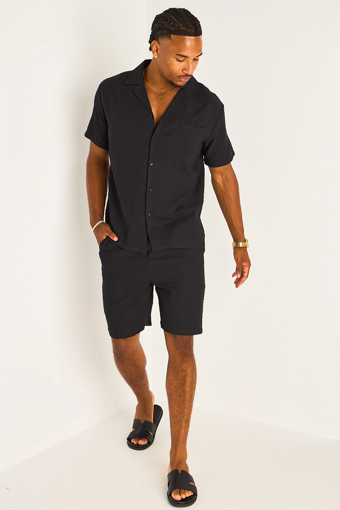 Ensemble deux pièces noir chemise + short