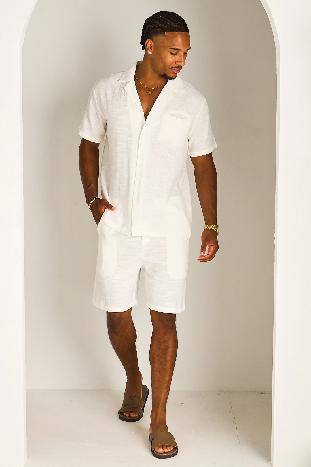 Ensemble deux pièces blanc chemise + short