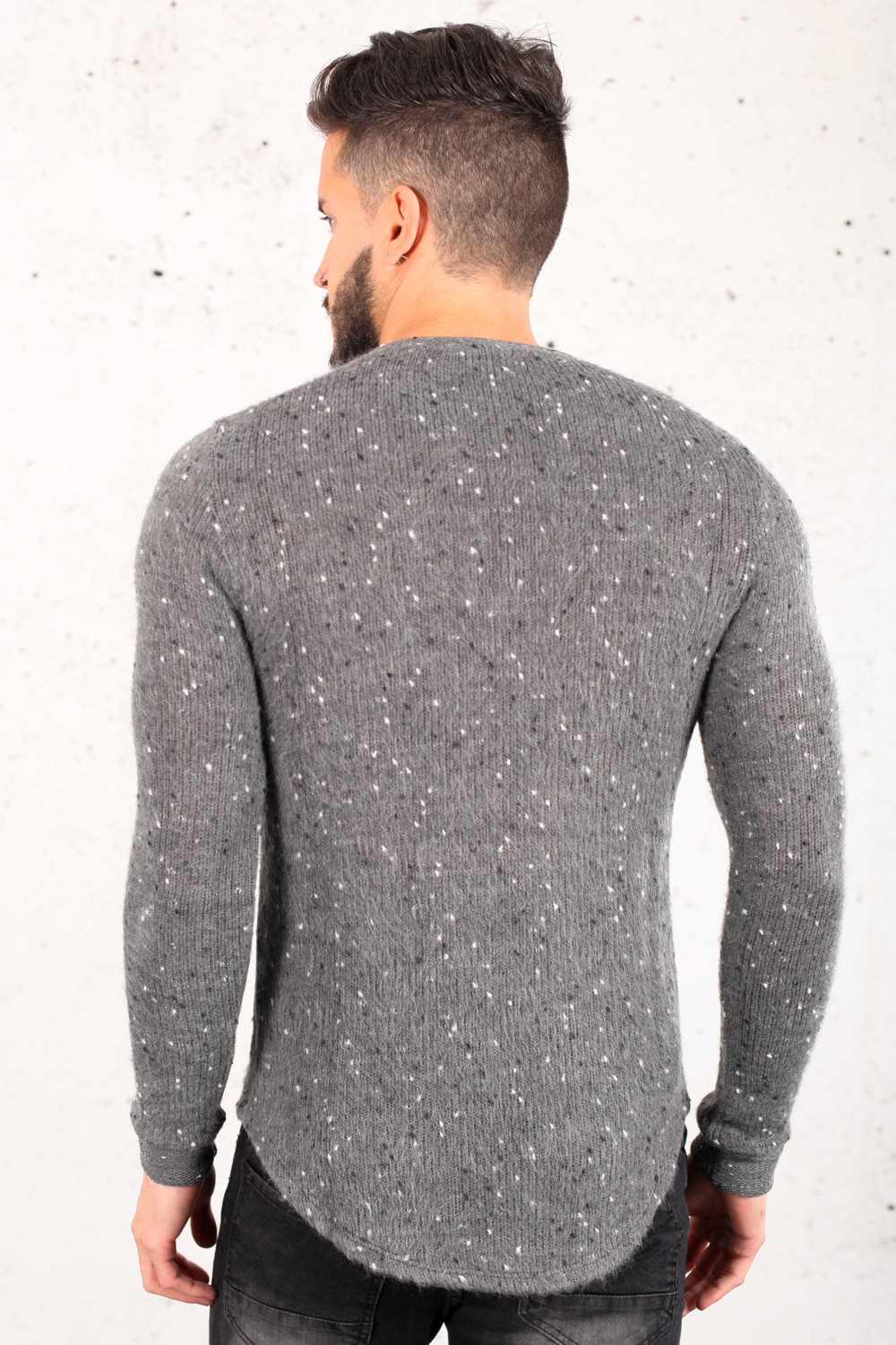 Pull gris chiné oversize