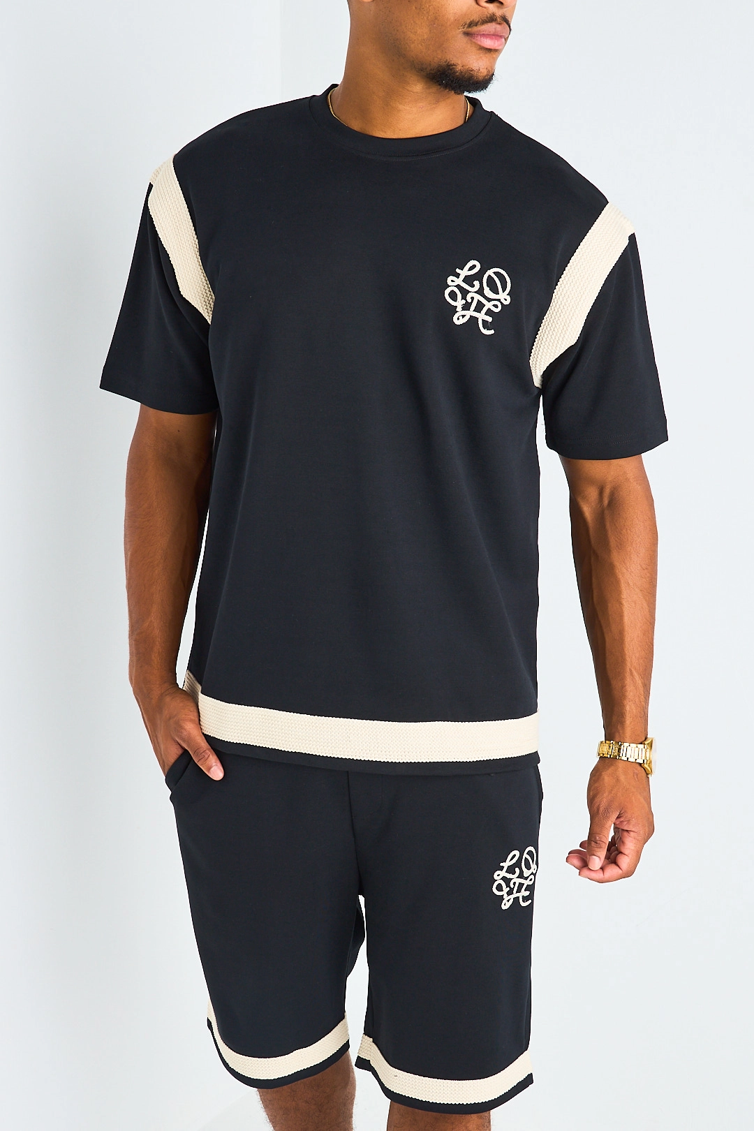Ensemble 2 pièces : t-shirt + short à inscriptions "LOVE " noir
