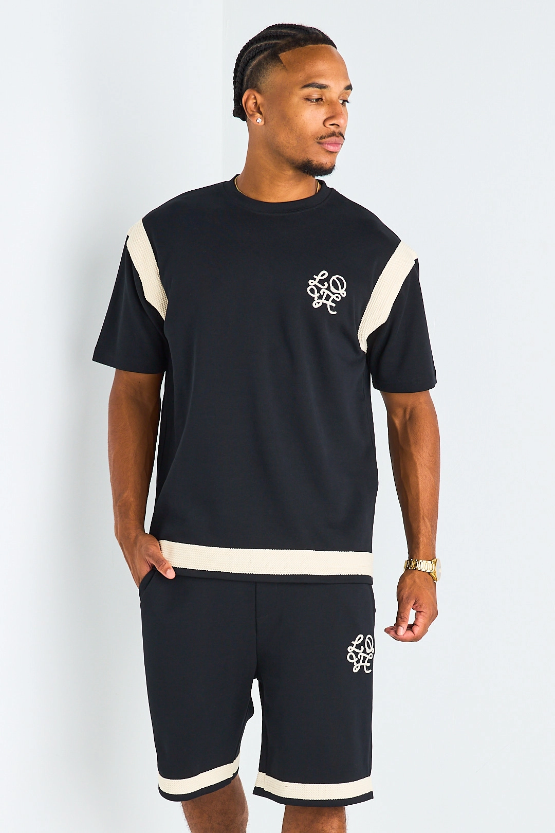 Ensemble 2 pièces : t-shirt + short à inscriptions "LOVE " noir