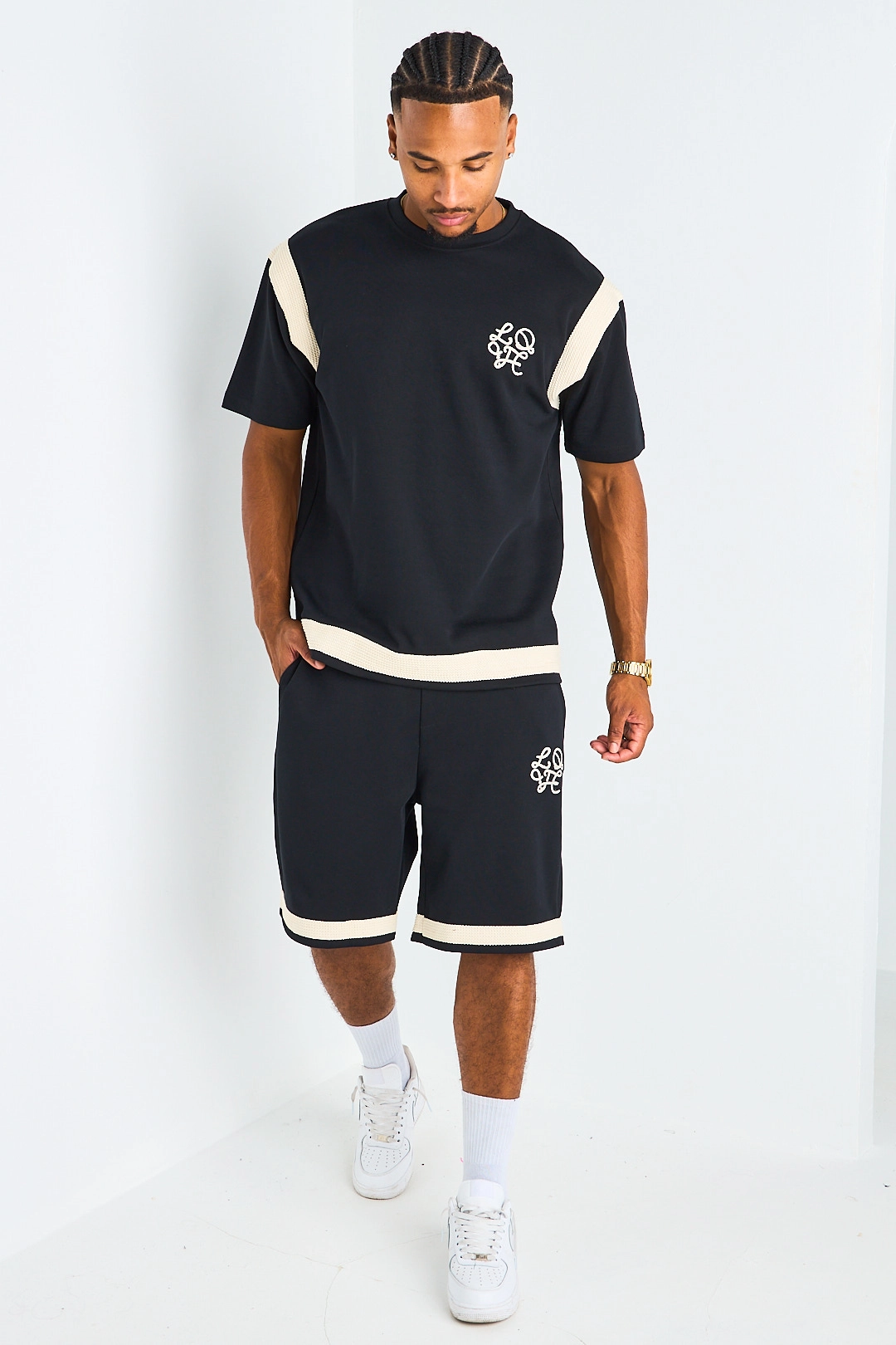 Ensemble 2 pièces : t-shirt + short à inscriptions "LOVE " noir