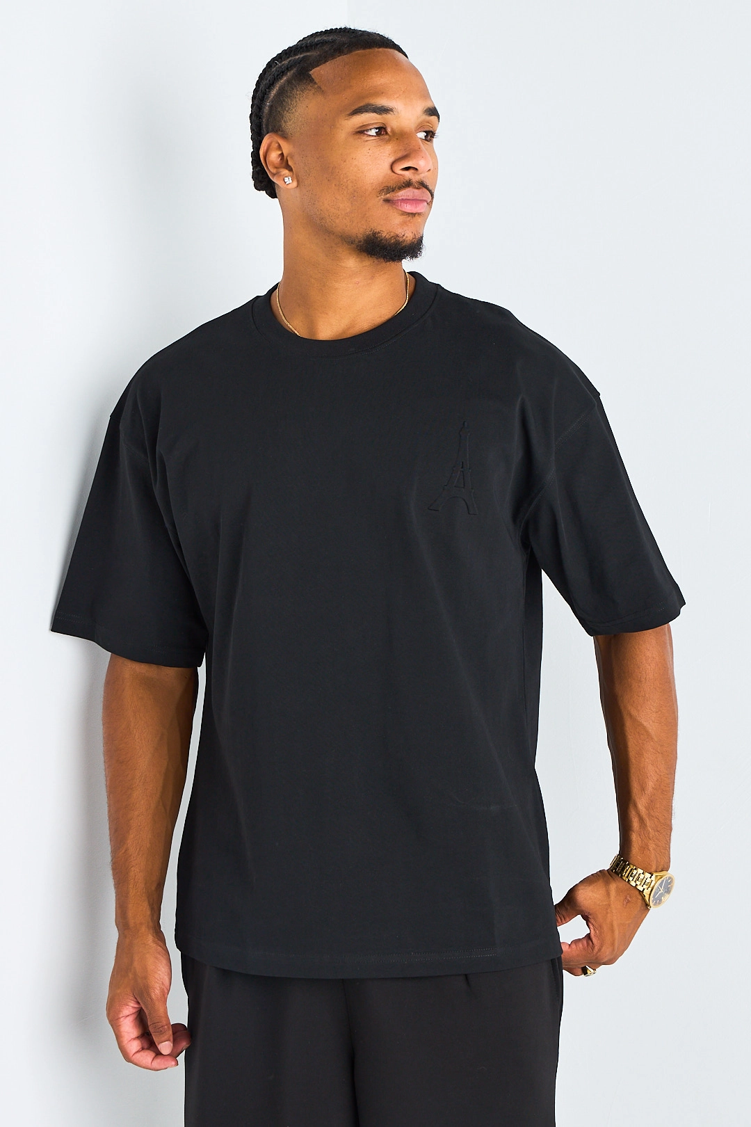 T-shirt à motif " Tour Eiffel " noir