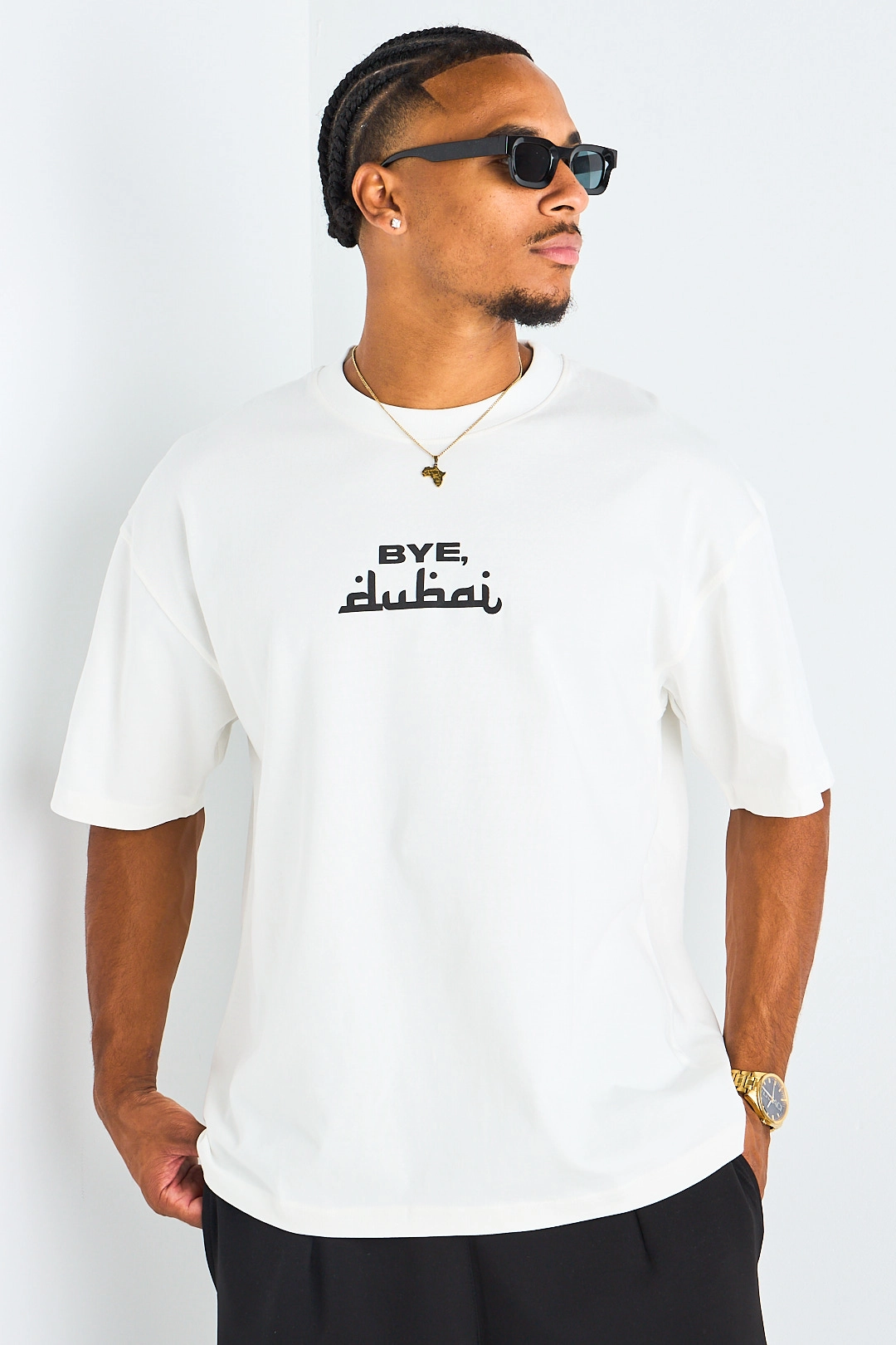 T-shirt à motif " bye dubai " écru