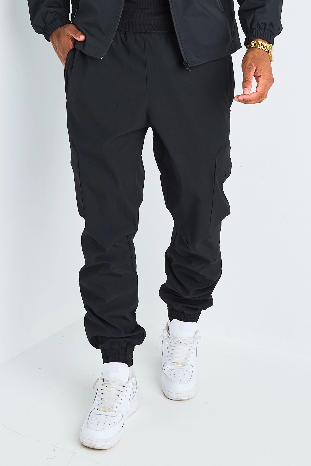 Jogging en toile à poches cargo noir
