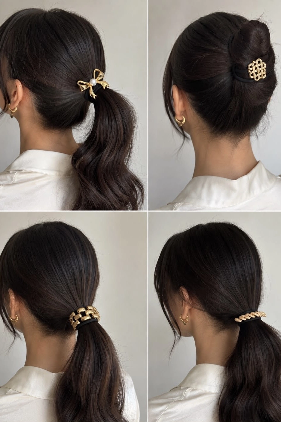 Lot de 4 élastiques à bijoux dorés pour cheveux