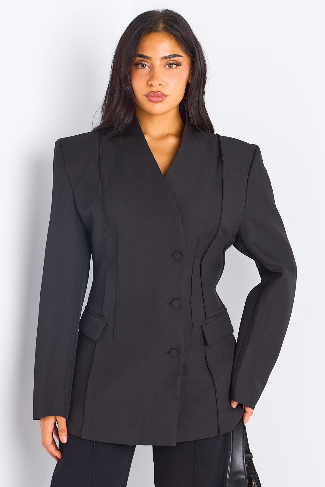Veste blazer noire à épaulettes
